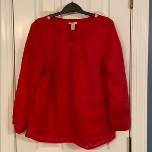 J Crew linen red blouse size 12